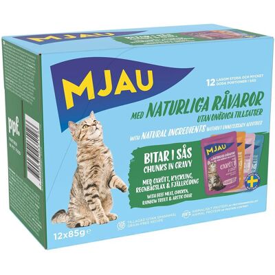 Mjau Multipack Kött- Och Fisksmaker I Sås 12x85 G Mjau Multipack Kött- Och Fisksmaker I Sås 12x85 G