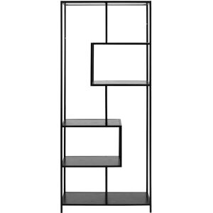 Seaford - Bokhylla I Svart Melamin Med Metallram 77x35x185 Cm