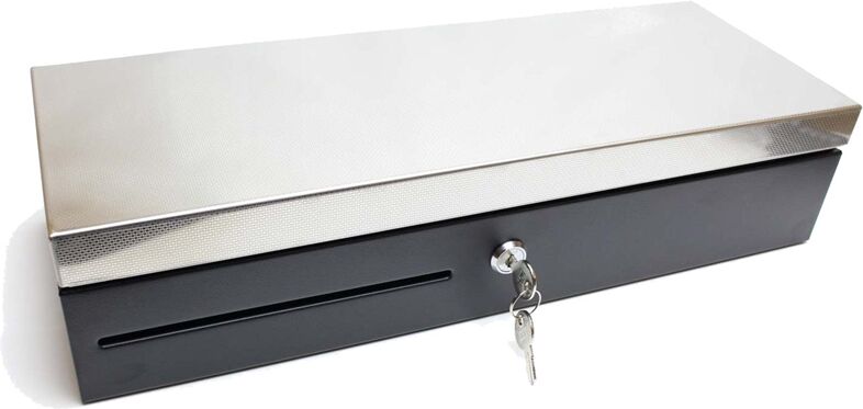 Kassalåda, Topp-öppnad, 6 sedelfack, Kompakt design, Svart/silver, Metapace K-3 Kassalåda, Topp-öppnad, 6 sedelfack, Kompakt design, Svart/silver, Metapace K-3