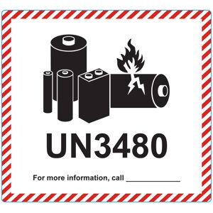 Farligt gods-etiketter för batterier, UN3480, 120x110 mm, 500 st etiketter/rulle