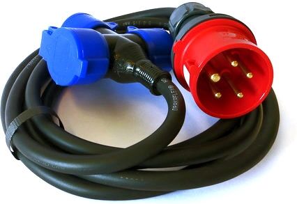 3-fas-adapter till laptopvagn, 3 st uttag, 3 meter 3-fas-adapter till laptopvagn, 3 st uttag, 3 meter