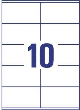 Etiketter på A4-ark, 105x57 mm, 10 etiketter/ark Etiketter på A4-ark, 105x57 mm, 10 etiketter/ark