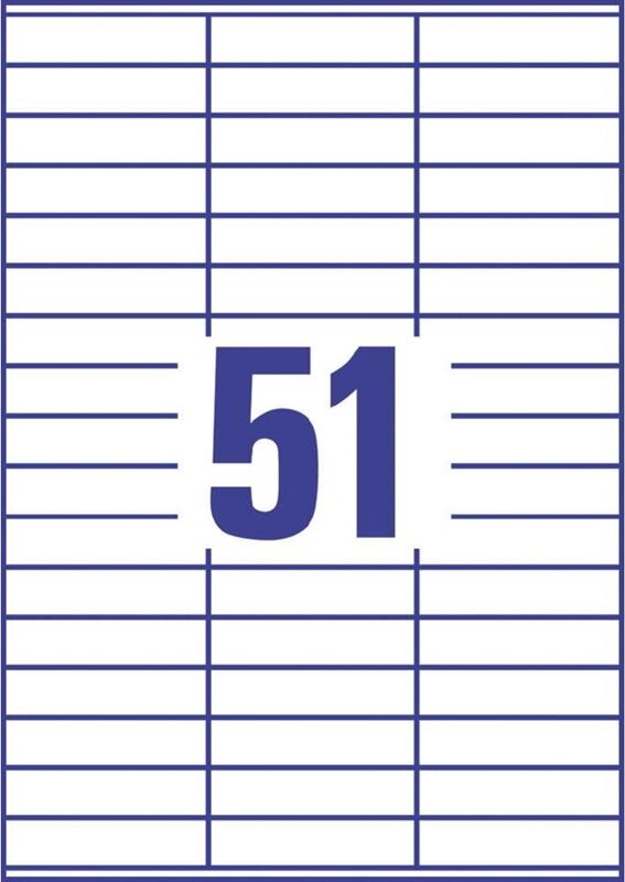 Etiketter på A4-ark, 70x16,9 mm, 51 etiketter/ark Etiketter på A4-ark, 70x16,9 mm, 51 etiketter/ark