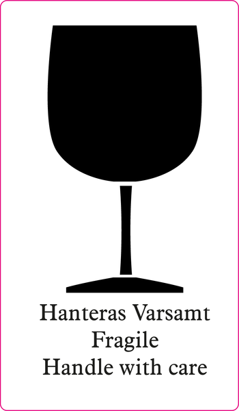 Varningsetikett, "Hanteras varsamt", 70x120 mm, 1000 st etiketter Varningsetikett, "Hanteras varsamt", 70x120 mm, 1000 st etiketter