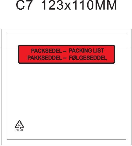 Packsedelskuvert, C7, Tryck: "PACKSEDEL", 123x110 mm, 1000 st Packsedelskuvert, C7, Tryck: "PACKSEDEL", 123x110 mm, 1000 st