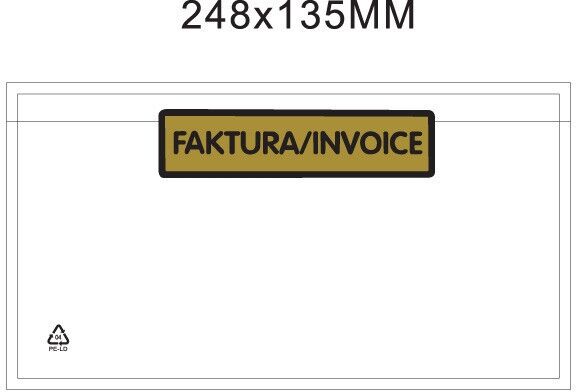 Packsedelskuvert för fakturor, Tryck: "FAKTURA/INVOICE", 248x135 mm, 1000 st Packsedelskuvert för fakturor, Tryck: "FAKTURA/INVOICE", 248x135 mm, 1000 st