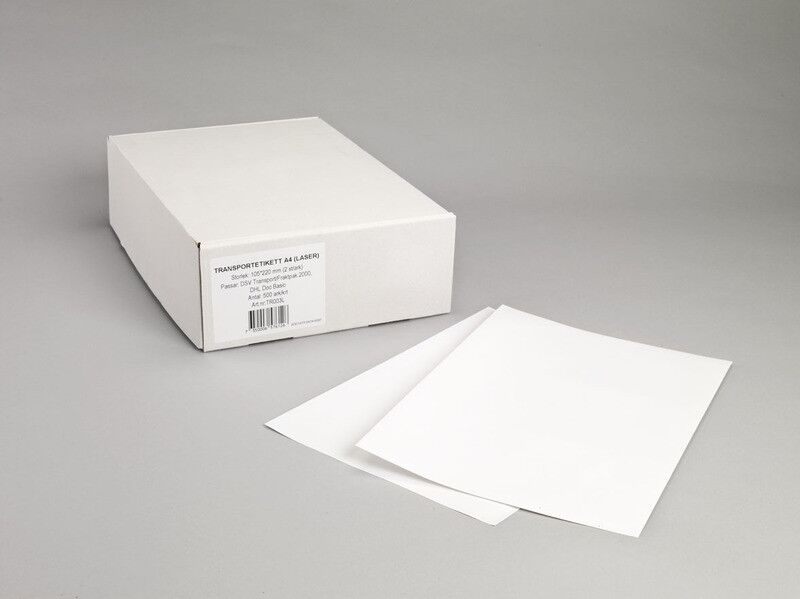 Transportetiketter, A4, Laser, DHL, DSV Transport, 105x220 mm, 500 st ark Transportetiketter, A4, Laser, DHL, DSV Transport, 105x220 mm, 500 st ark