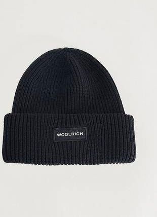 Woolrich Mössa Winter Wool Logo Beanie Hat Svart  Male Svart