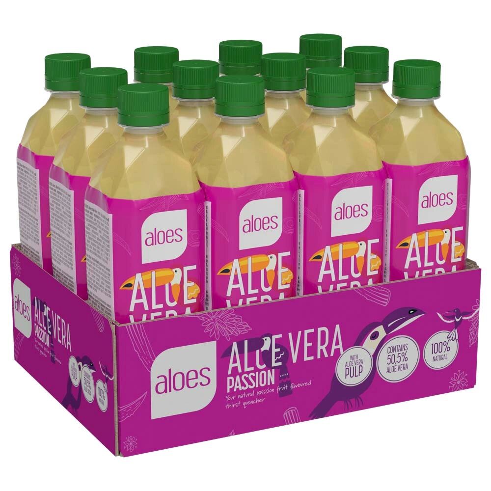 12 X Aloes Aloe Vera, 500 Ml, Passionfruit