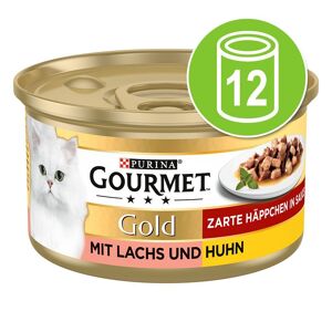Gourmet 48x85g  Gold Bitar i sås Lax & kyckling Gourmet våtfoder katt
