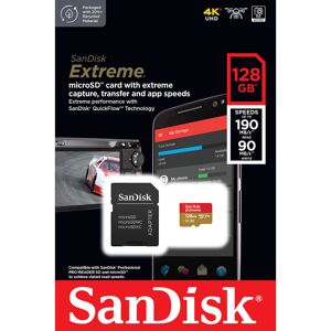 SanDisk 128gb Microsdxc Extreme 190mb/s A2 C10 V30 Inkl Adapter