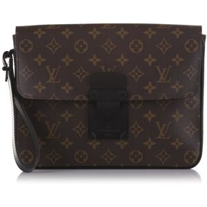 Pre-owned Louis Vuitton Monogram Macassar S Lock A4 Pouch Brown