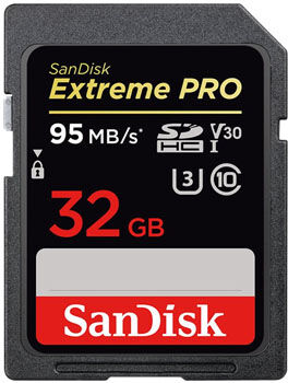 SanDisk SDHC Extreme Pro 32GB UHS-I U3/V30 Class 10 95MB/s