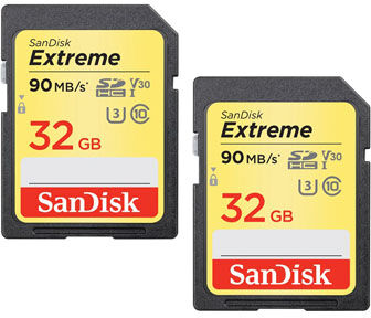 SanDisk SDHC Extreme 32GB UHS-I U3 V30 90MB/s 2-pack SanDisk SDHC Extreme 32GB UHS-I U3 V30 90MB/s 2-pack