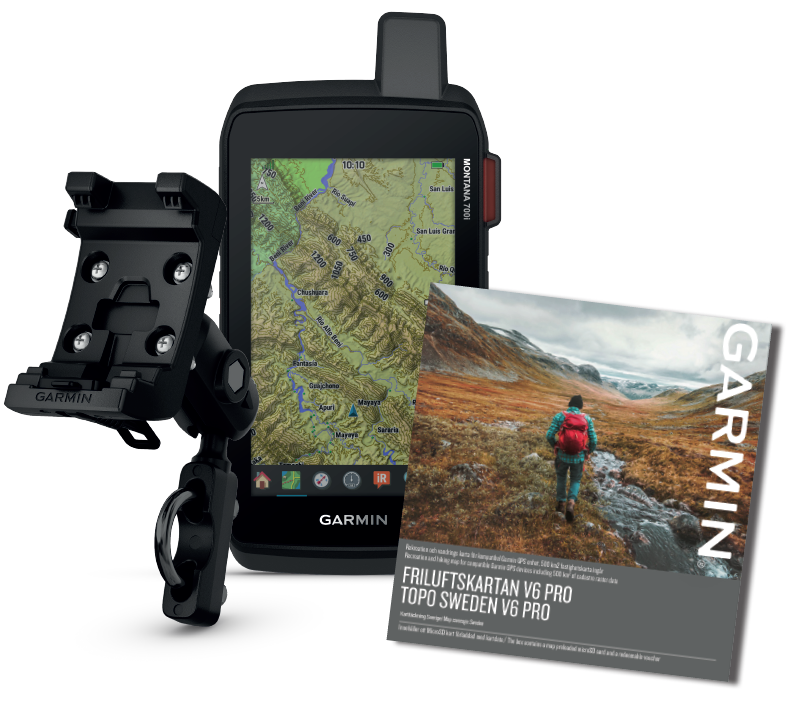 Garmin Montana 700i Skoterpaket inkl Fästen och Friluftskarta Pro V6