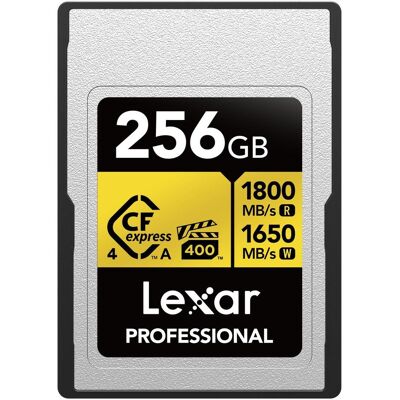 Lexar CFexpress 4.0 Pro Gold, VPG400/IP68, R1800/W1650 (Type A) - 256GB Lexar CFexpress 4.0 Pro Gold, VPG400/IP68, R1800/W1650 (Type A) - 256GB