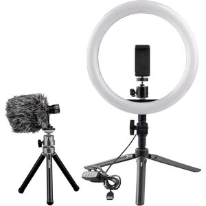 Dörr Vloggkit VL-26, ringbelysningskit + mikrofon CV-01 för mobiltelefon Dörr Vloggkit VL-26, ringbelysningskit + mikrofon CV-01 för mobiltelefon