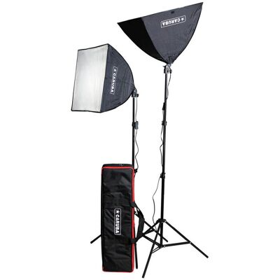 Caruba LED-studiobelysning, komplett set med stativ och softboxar Caruba LED-studiobelysning, komplett set med stativ och softboxar