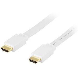 Deltaco HDMI-kabel platt, A-A-kontakt, 10 m, vit