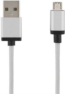 Deltaco PRIME Micro-USB synk/ladd-kabel, 2 meter - vit/silver Deltaco PRIME Micro-USB synk/ladd-kabel, 2 meter - vit/silver