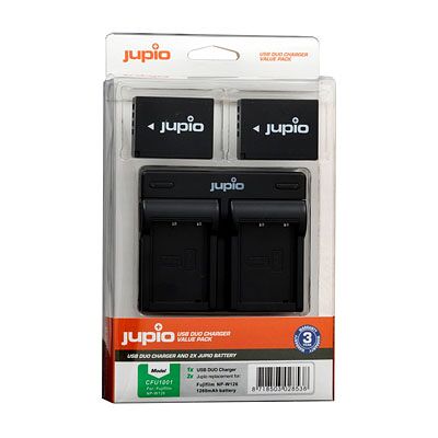 Jupio 2 st batterier motsv. Fuji NP-W126S, inkl. dubbel USB-laddare Jupio 2 st batterier motsv. Fuji NP-W126S, inkl. dubbel USB-laddare