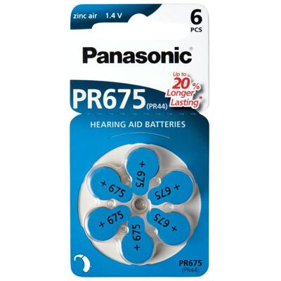 Panasonic PR675/PR44 - Blå - 60-pack - Batteri till hörapparat Panasonic PR675/PR44 - Blå - 60-pack - Batteri till hörapparat