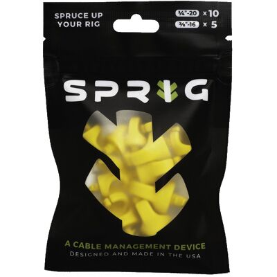 Value Pack 10x 1/4” Sprigs + 5x 3/8” Big Sprigs, kabelhanteringsklämmor - gul Value Pack 10x 1/4” Sprigs + 5x 3/8” Big Sprigs, kabelhanteringsklämmor - gul