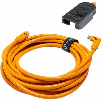 Tether Tools TetherGuard Leverlock, kabel låsplatta med vinklad USB-C kabel - 4,6m Tether Tools TetherGuard Leverlock, kabel låsplatta med vinklad USB-C kabel - 4,6m