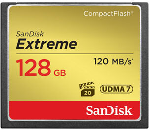 SanDisk CompactFlash Extreme, 128GB, UDMA 7, 120MB/s SanDisk CompactFlash Extreme, 128GB, UDMA 7, 120MB/s