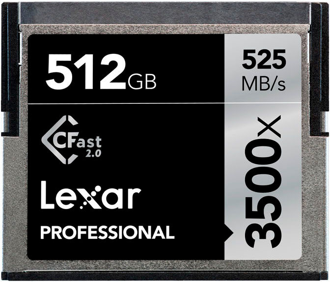 Lexar CFast 2.0 Professional 3500X 512GB, 525MB/s