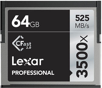 Lexar CFast 2.0 Professional 3500X 64GB, 525MB/s Lexar CFast 2.0 Professional 3500X 64GB, 525MB/s