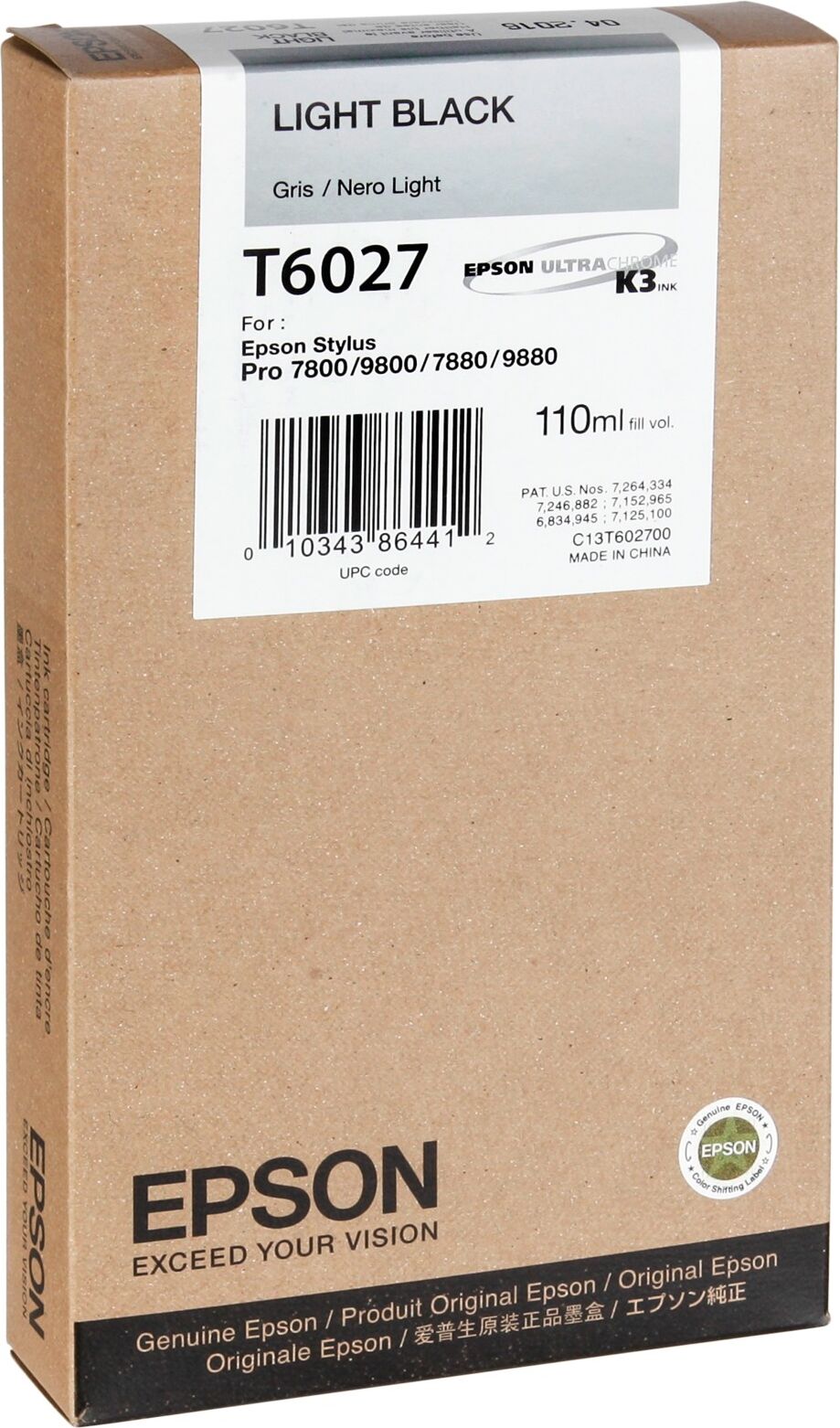 Epson Light black T602 110 ml T6027 Epson Light black T602 110 ml T6027