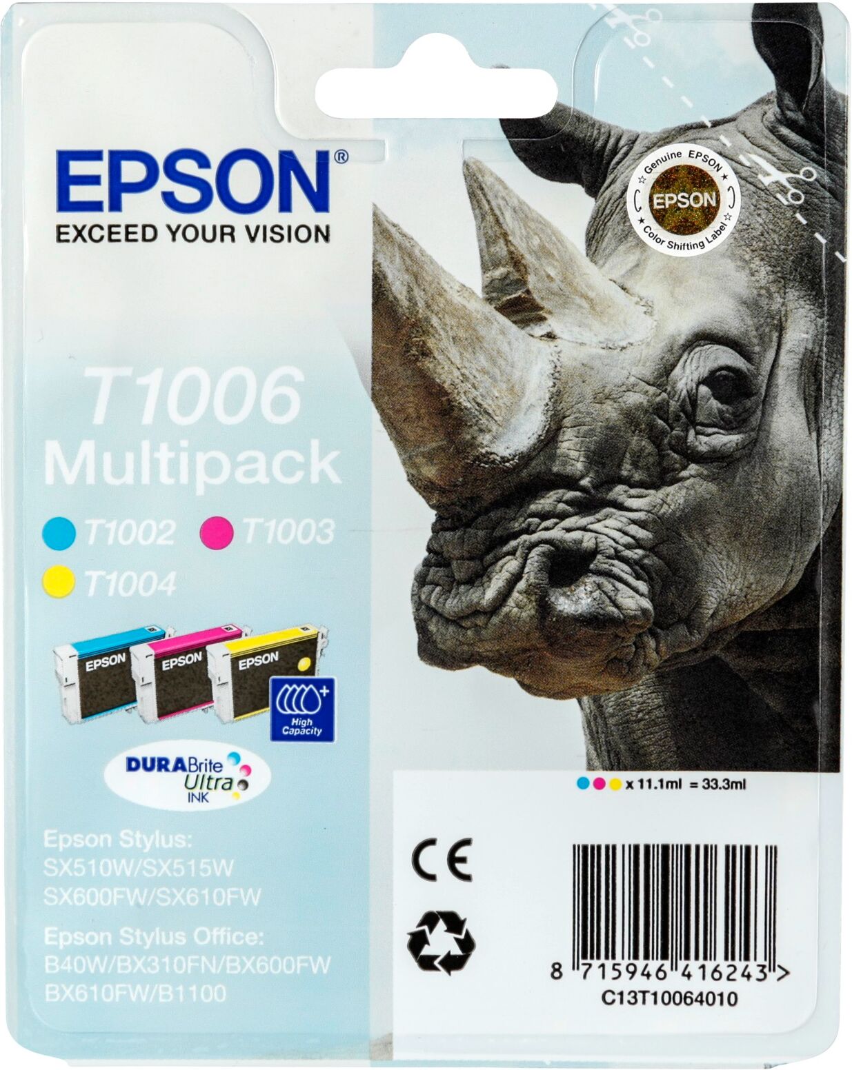 Epson DURABrite Ultra Ink T100 Multipack C/M/Y T1006 Epson DURABrite Ultra Ink T100 Multipack C/M/Y T1006