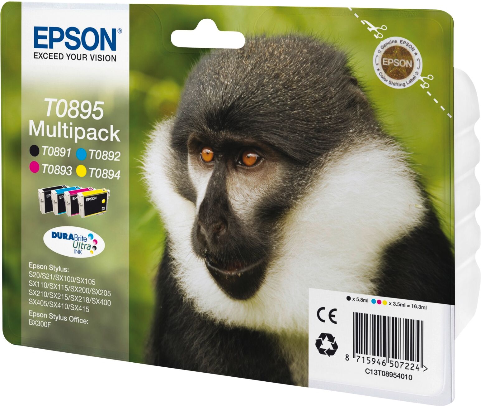 Epson DURABrite Ultra Ink T089 Multipack BCMY T0895 Epson DURABrite Ultra Ink T089 Multipack BCMY T0895