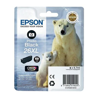 Epson Bläckpatron photo black Claria Premium T2631 XL till bl.a. Expression XP-600, 605, 700 och 800 Epson Bläckpatron photo black Claria Premium T2631 XL till bl.a. Expression XP-600, 605, 700 och 800