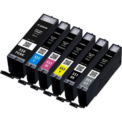 Canon PGI-550/CLI-551 Multipack PGBK/C/M/Y/BK/GY Canon PGI-550/CLI-551 Multipack PGBK/C/M/Y/BK/GY