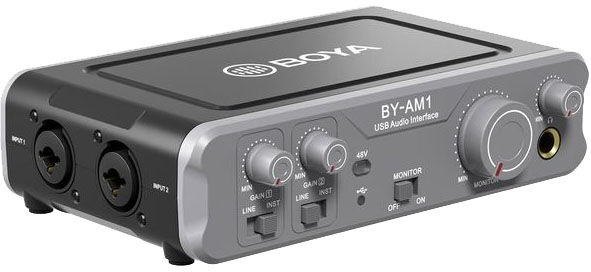Boya BY-AM1, tvåkanals ljudmixer och USB-ljudkort Boya BY-AM1, tvåkanals ljudmixer och USB-ljudkort
