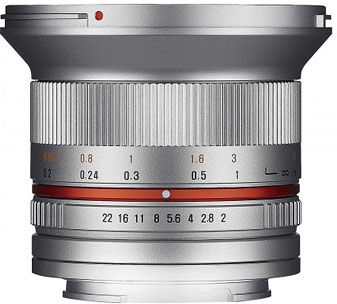 Samyang 12/2,0 NCS CS (för Micro 4/3), silver Samyang 12/2,0 NCS CS (för Micro 4/3), silver