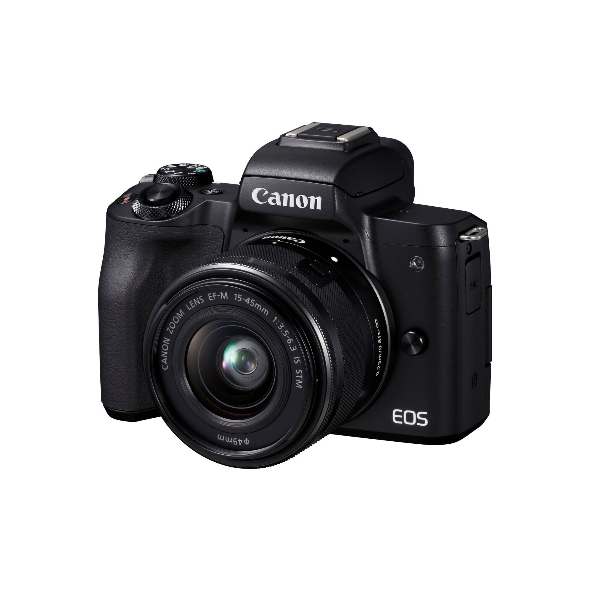 Canon EOS M50 Mark II svart kamerahus + EF-M 15-45/3,5-6,3 IS  STM + EF-M 55-200/4,5-6,3 IS STM