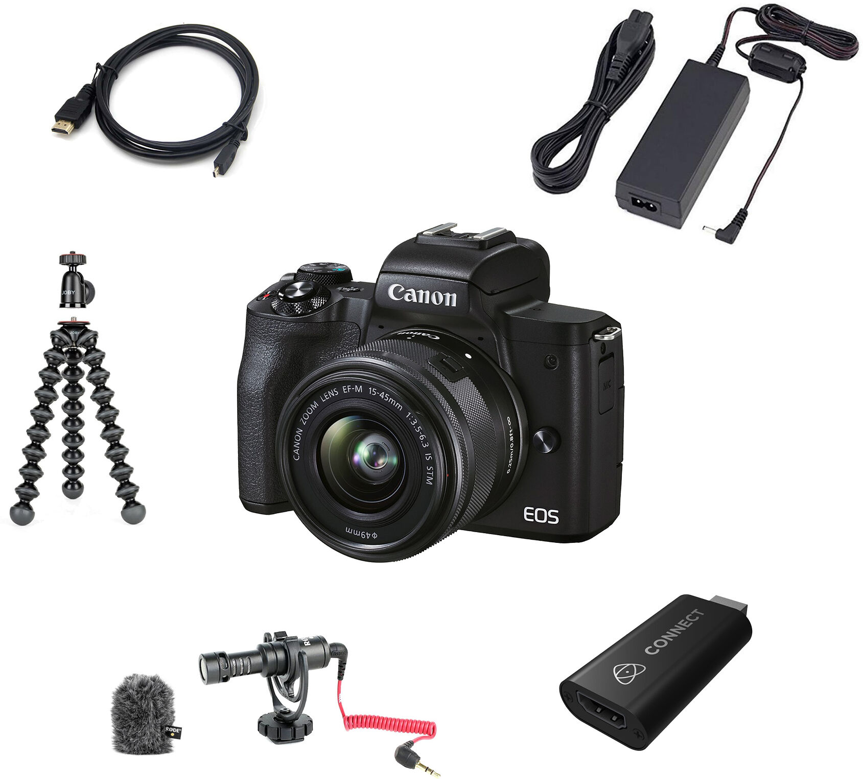 Canon EOS M50 Mark II Premium Live Stream med objektiv + streamingbox + nätdel + mikrofon + ministativ m.m. Canon EOS M50 Mark II Premium Live Stream med objektiv + streamingbox + nätdel + mikrofon + ministativ m.m.