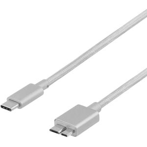 Deltaco Prime USB 3.1 kabel USB-C till Micro-B, vit, 1m