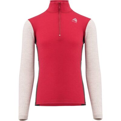 Aclima WarmWool Mock Neck Junior Jester Red/Beige Melange/Marengo 130 Aclima WarmWool Mock Neck Junior Jester Red/Beige Melange/Marengo 130