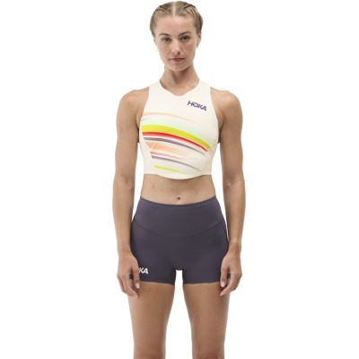Hoka Women's Race Day Crop Bra Alabaster Flare M Hoka Women's Race Day Crop Bra Alabaster Flare M