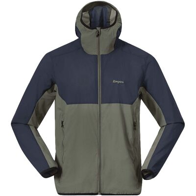 Bergans Men's Vaagaa Windbreaker Jacket Green Mud/Navy Blue M Bergans Men's Vaagaa Windbreaker Jacket Green Mud/Navy Blue M