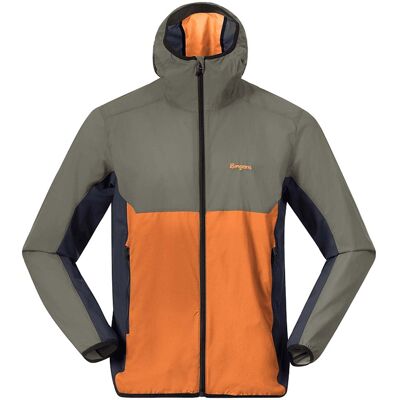 Bergans Men's Vaagaa Windbreaker Jacket Faded Orange/Green Mud/Navy Blue M Bergans Men's Vaagaa Windbreaker Jacket Faded Orange/Green Mud/Navy Blue M