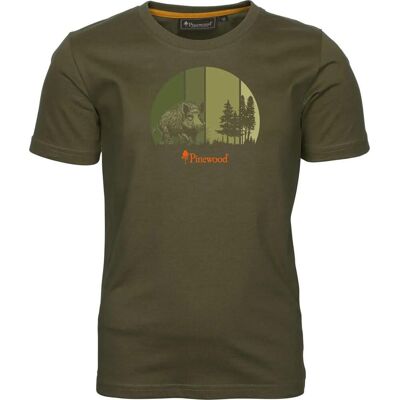 Pinewood Kids' Wild Boar T-Shirt Olive 128 Pinewood Kids' Wild Boar T-Shirt Olive 128