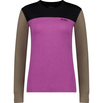 Mons Royale Women's Yotei Merino Long Sleeve Purple Bolt/Walnut/Black L Mons Royale Women's Yotei Merino Long Sleeve Purple Bolt/Walnut/Black L