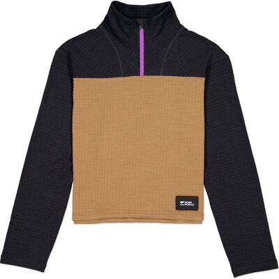 Mons Royale Women's Offgrid Merino Fleece Long Sleeve Black/Toffee M Mons Royale Women's Offgrid Merino Fleece Long Sleeve Black/Toffee M
