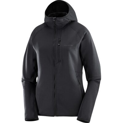 Salomon Women's Essential Lightwarm Hoodie Deep Black Deep Black/ S Salomon Women's Essential Lightwarm Hoodie Deep Black Deep Black/ S