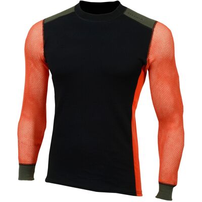 Aclima Men's WoolNet Hybrid Crew Neck Jet Black/Poinciana/Olive Nigh Jet Black/Poinciana/Olive Night XS Aclima Men's WoolNet Hybrid Crew Neck Jet Black/Poinciana/Olive Nigh Jet Black/Poinciana/Olive Night XS
